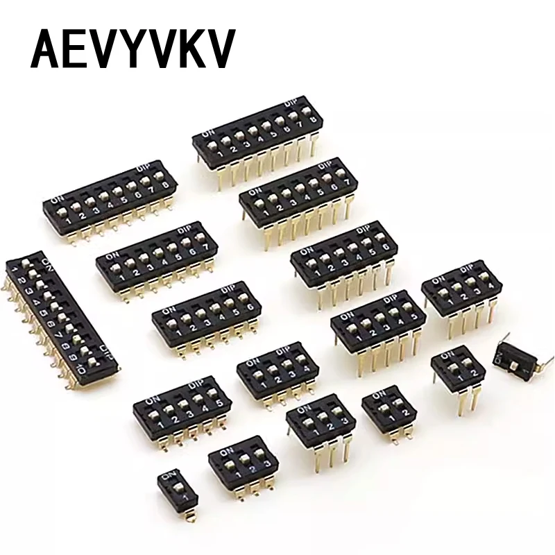 10pcs/lot Slide Type SMT SMD Dip Switch, 2.54mm Pitch 2 Row 4 Pin 2 Position / 8 pin 4 Position / 16 pin 8 Position