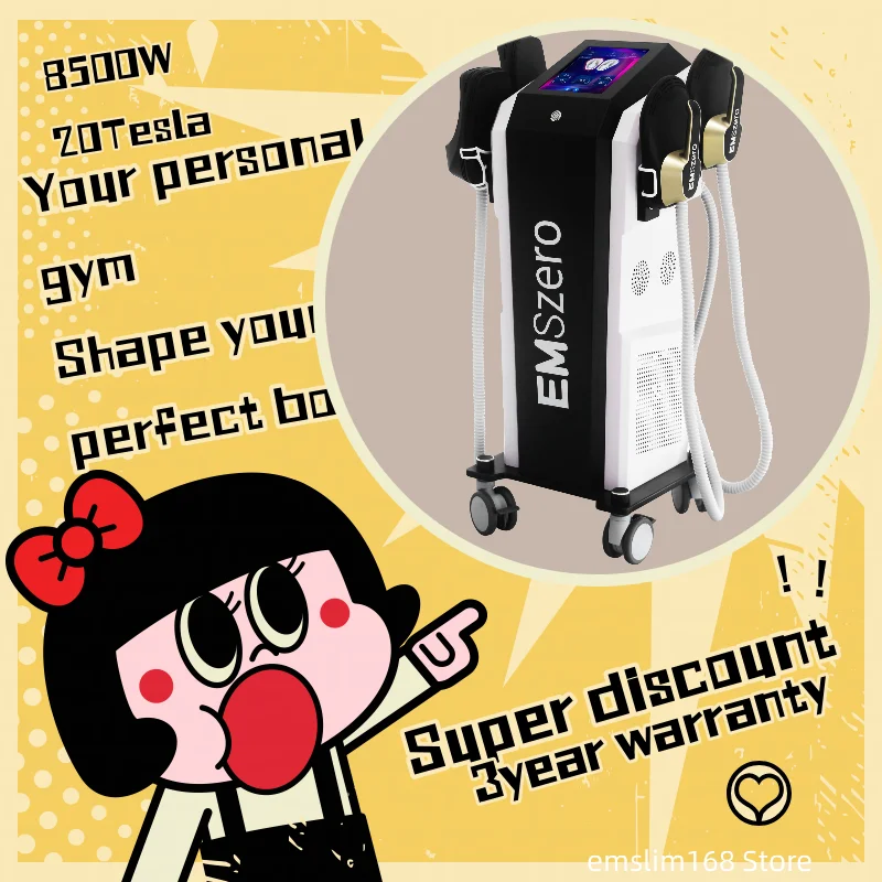 Emszero Body Sculpt Machine Professional 8500w Neo Body Sculpting Machine Shaping Muscle EMS RF Butt Stimulator 200Hz 5 Handles