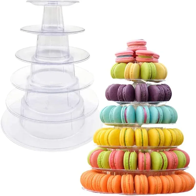 

4/6/10-Tiers Macaron Display Stand Cupcake Tower Rack Cake Stands PVC Tray For Wedding Birthday Cake Decorating Tools Bakeware