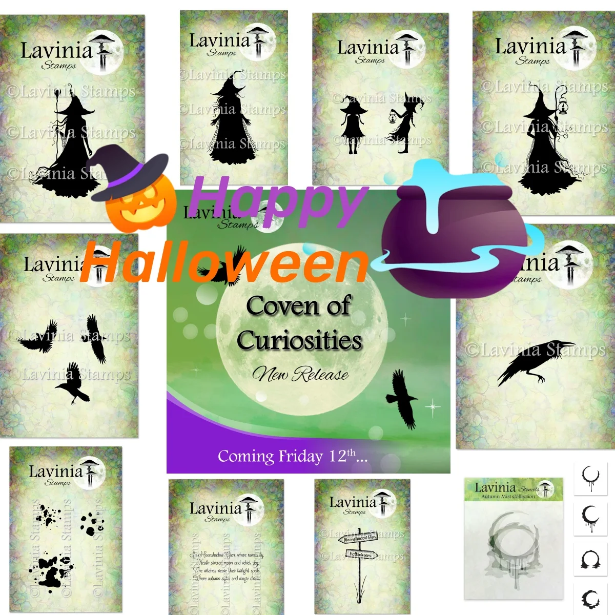 

Collection of Witch Stamps Autumn Mist Collection Stencil for DIY Making Card Scrapbook Gift Card Template Halloween 2025 New