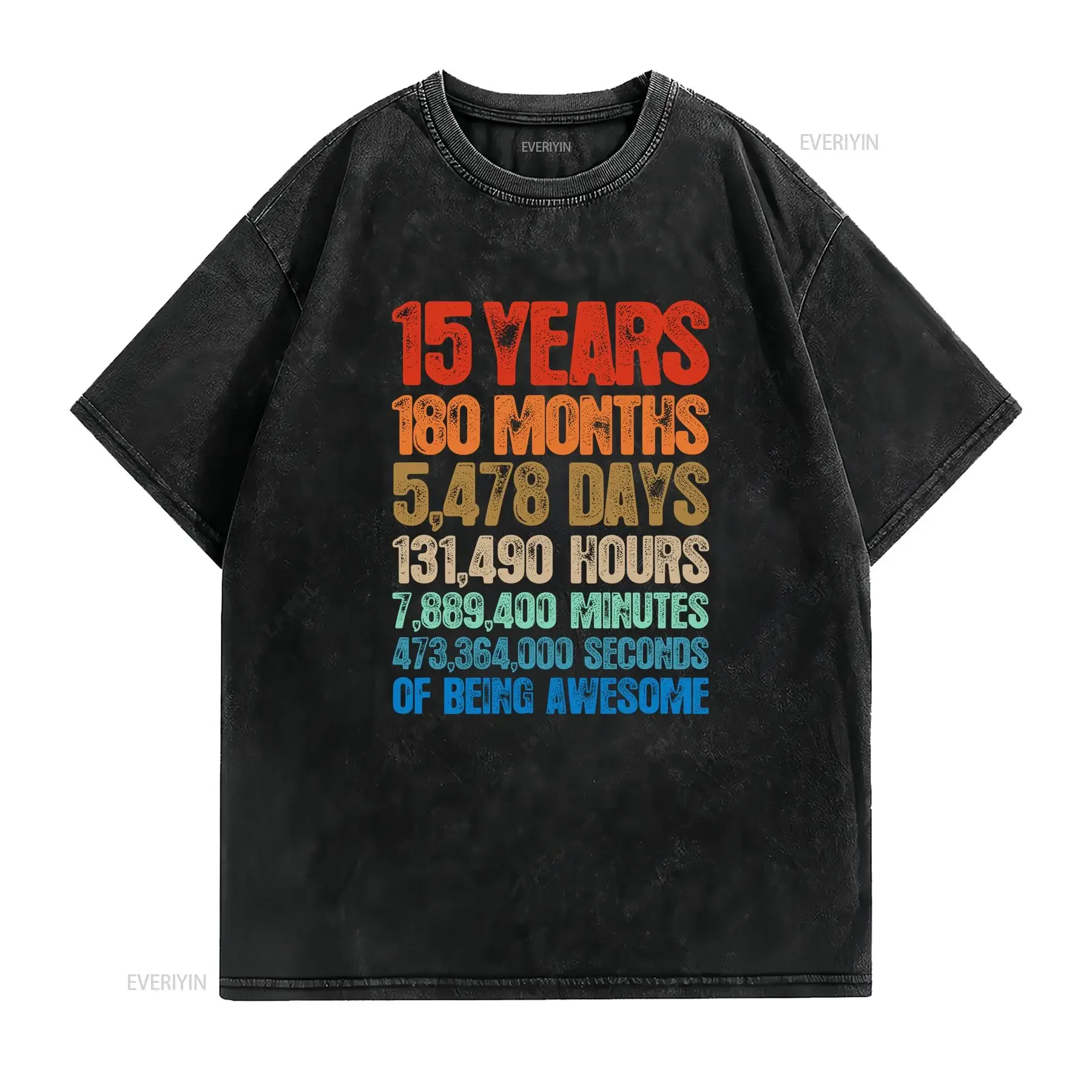 15th birthday shirt gift for teen boys and girls 15 year old born in 2008 Years of being Awesome since vintage Washed Stretched