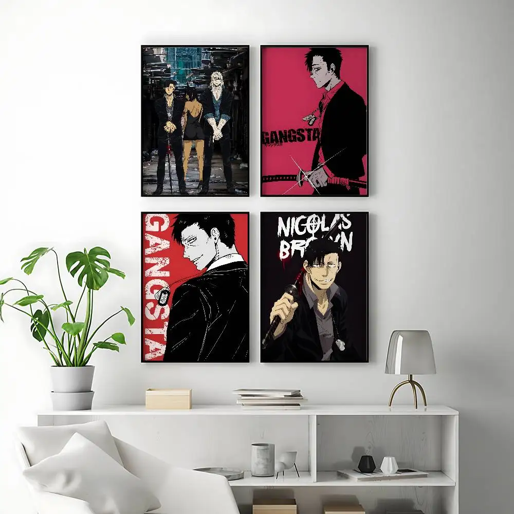 Bold Anime Gangsta Posters Premium Self-Adhesive No Residue Wall Sticker for Home Office Bar Decor