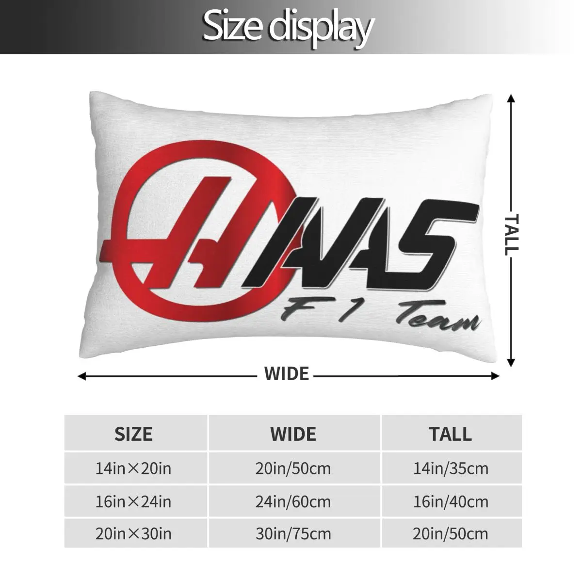 Haas F1 Team Logo Rectangle Pillowcase Cushion Cover Decor Bedroom Bed Home Comfort Throw Pillow