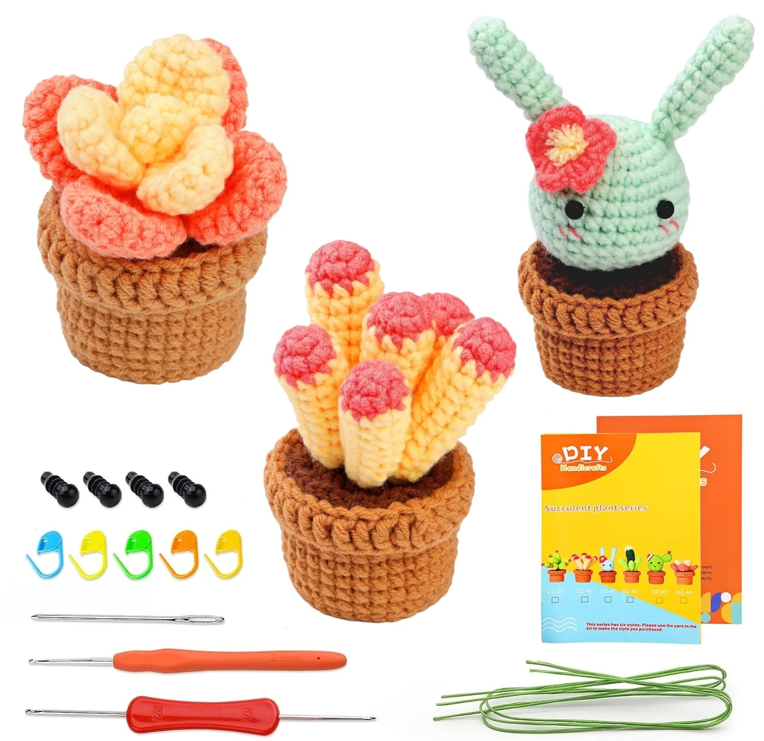 

Crochet Kit for Beginners, Crochet Starter Kit with Step-by-Step Video Tutorials, DIY Crochet Pot Plant Kits for Adults and Kids