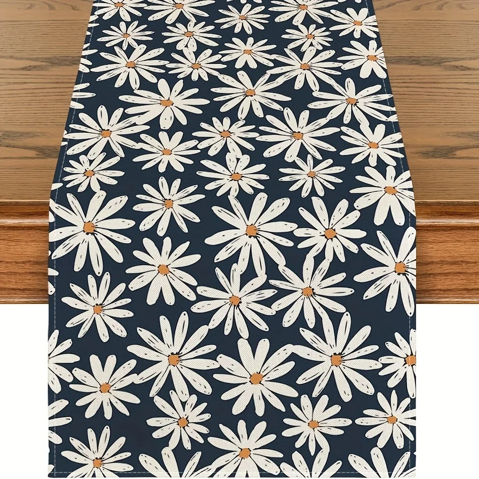 

1 Daisy Floral Table Runner 2D Single Print Fresh Stylish Durable Table Runner Home Dining Room Kitchen Party Spring Vibe Decor