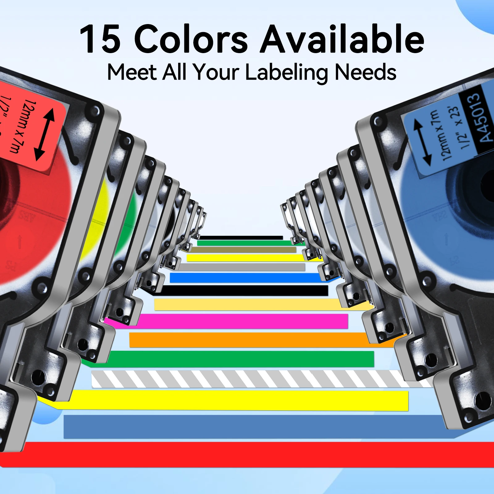 5/10PK 45013 6/9/12/19/24 มม.D1 เทปสําหรับ DYMO 45016 45021 ป้ายมาตรฐานสีดําสีขาวสําหรับ Dymo LabelManager 200 450