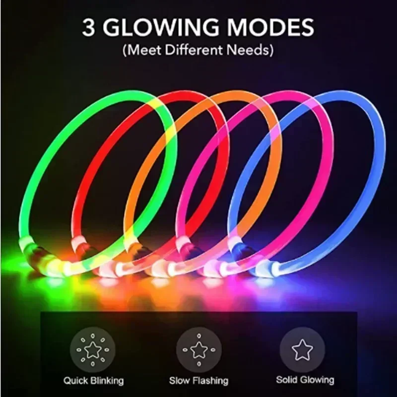 Led Dog Collar Luminous Usb Cat Dog Collar 3 Modes Led Light Glowing Loss Prevention LED Collar for Dog Pet Dog Accessories