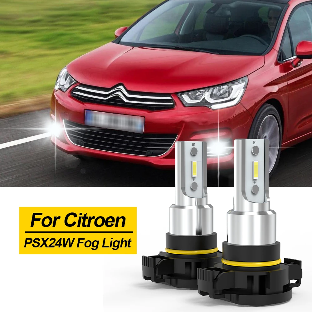 

BMTxms 2pcs PSX24W 2504 LED Fog Light Blub Canbus For Citroen C3 Picasso C4 Coupe Cactus DS3 2009 2010 2011 2012 2013 2014 2015