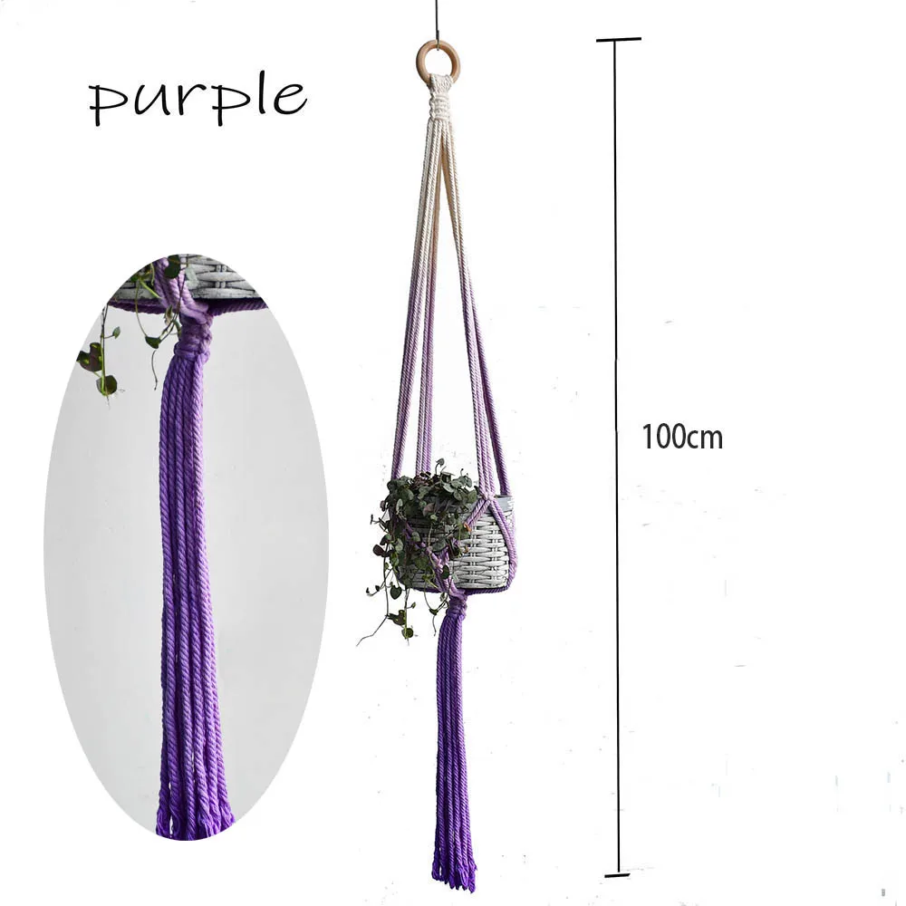 Gradient color Macrame indoor colorful hanger for plant Macrame plant pot holder