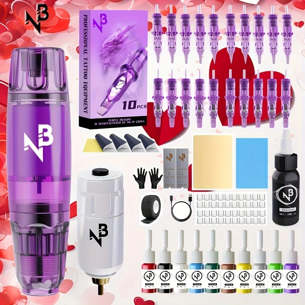 

Комплект беспроводной тату-машины Goldplume, встроенный источник питания для татуировки на 1500 мАч, 20 игл для татуировки и других аксессуаров, полный набор татуировок, принадлежности для татуировок для начинающих и тату-мастеров