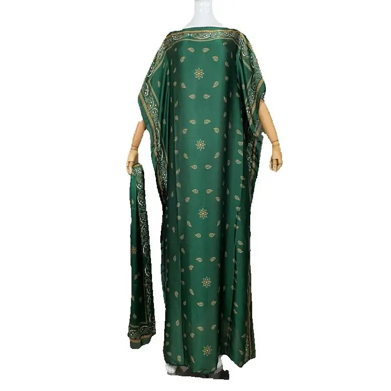Vestido largo suelto de rayón para mujer, ropa africana de gran tamaño, Dashiki Abaya de Dubái, diseño estampado de talla libre con bufanda, nuevo