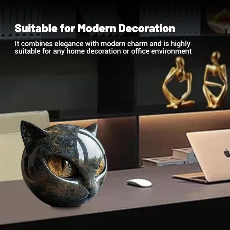

Black Cat Luxury Stone Statue Marble Texture Cat Stone Souvenir Gifts Decoration Luxury Ornaments on The Desktop of Home Offices