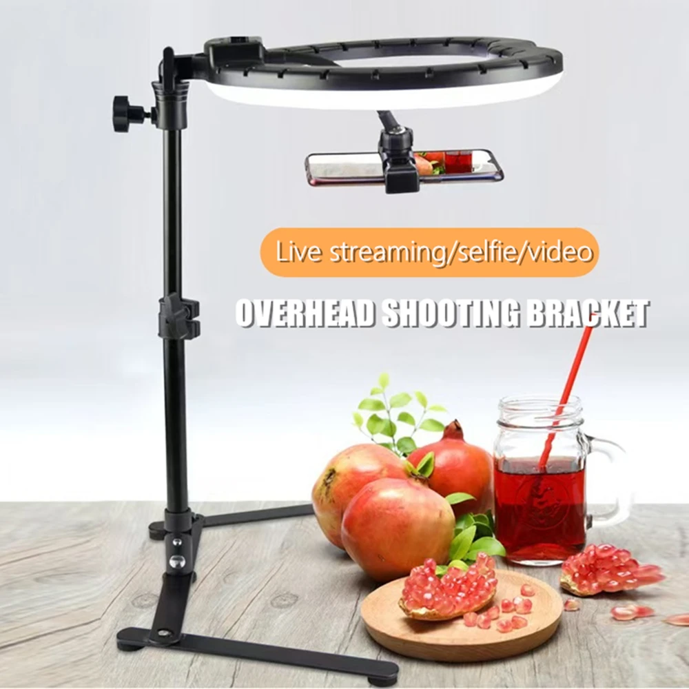 Live Broadcast Overhead Shooting Bracket Full Set Desktop Video Recording Selfie Light Lamp Tripod Phone Holder Stand for Photo