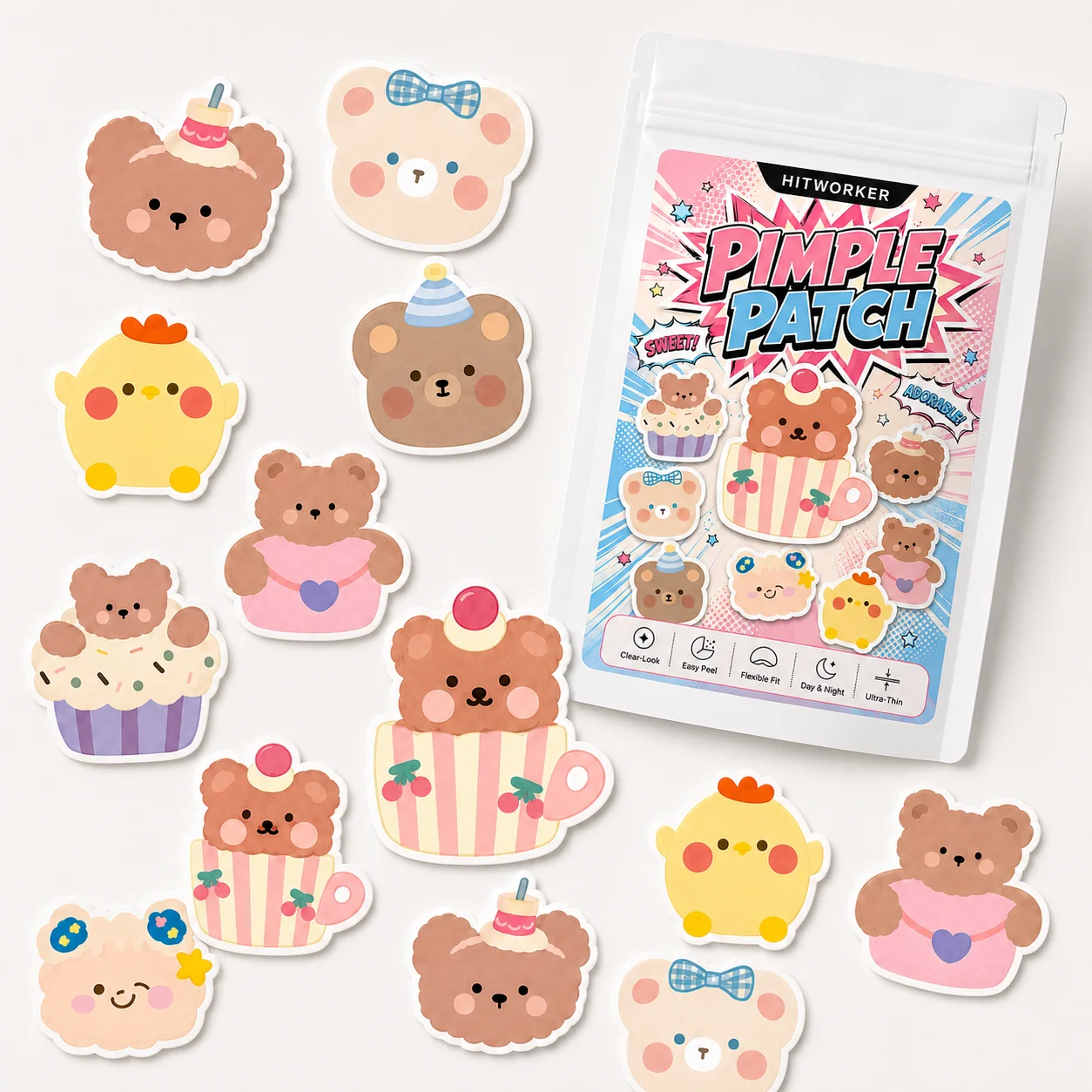 100PCS Pimple Cover Patches, Clear-Look Hydrocolloid Beauty Patches For Day And Night Use, Easy Peel Spot Cover