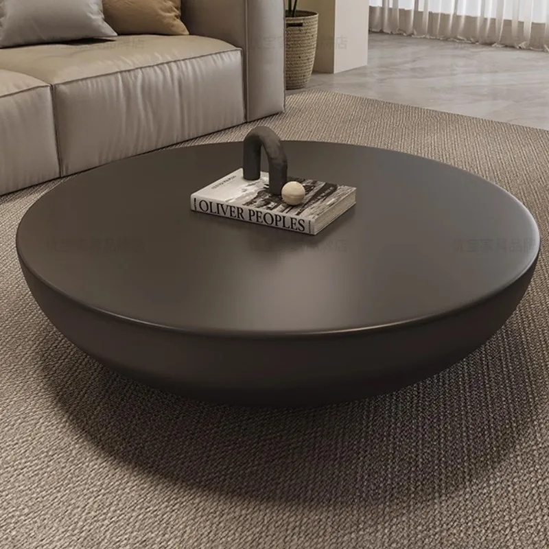 

Black Round Coffee Table Modern Designer Save Space Interior Fashion Safe Side Table Large Size Mesas Bajas Postmodern Furniture