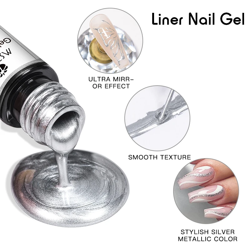 5 ml Metallic Malerei Liner Gel Nagellack Set Gold Silber Rosa Semi-Permanent Linie UV Gel Lack Für zeichnung Französisch Nägel