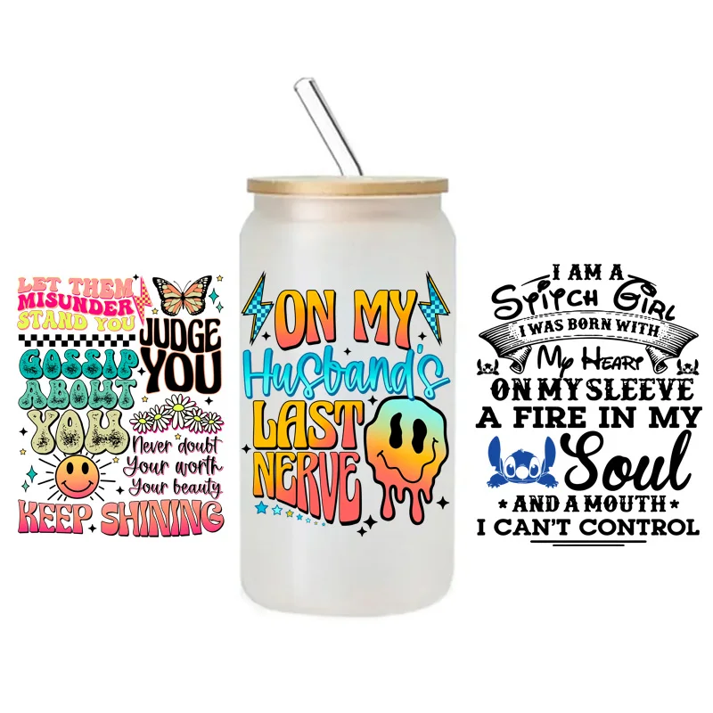 

15PCS Custom Design Ready To Transfer HKitty Transfer Wraps 3D UV Dtf Cup Wraps for 16oz Libbey Can Tumblers