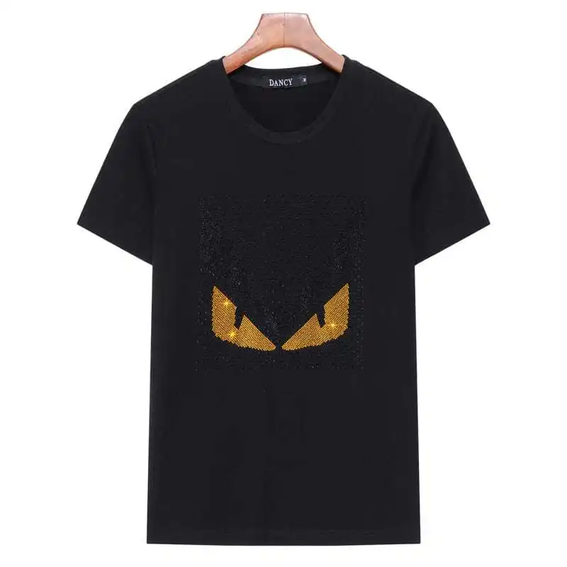 Summer Men's Eyes Hot Diamond T-Shirt Monster Flash Diamond Couple Shirt Large Size Loose T-Shirt