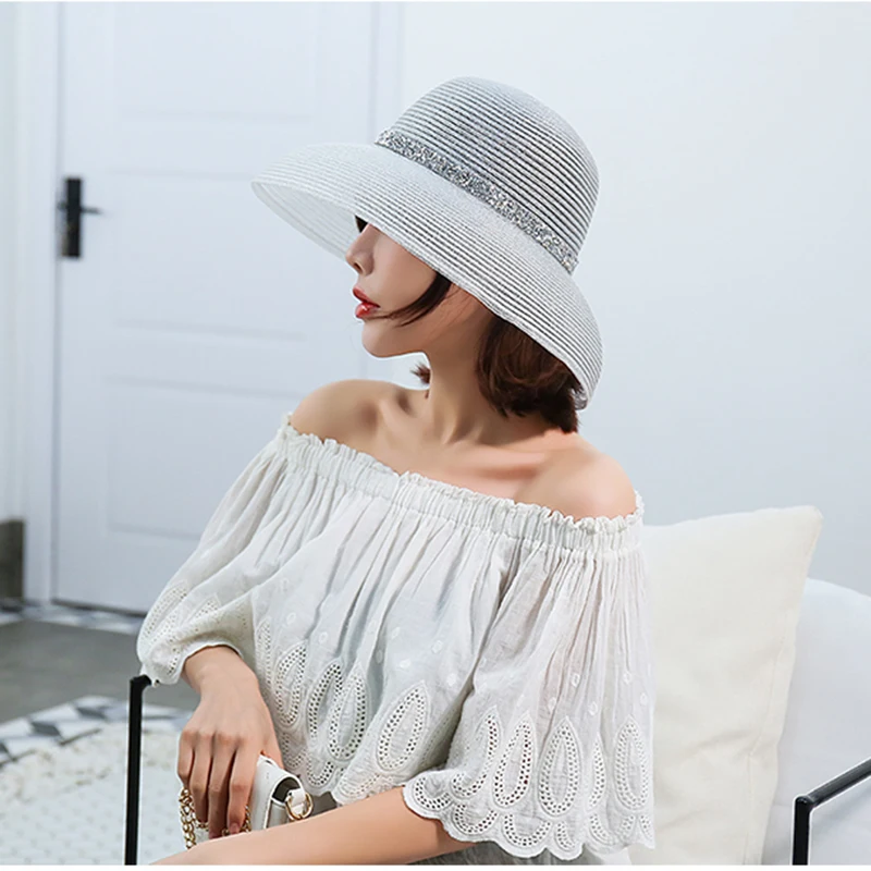 Sun Hat  Large brim silver breathable sunshade hat women versatile sunscreen summer vacation beach hat sun Protection Cap