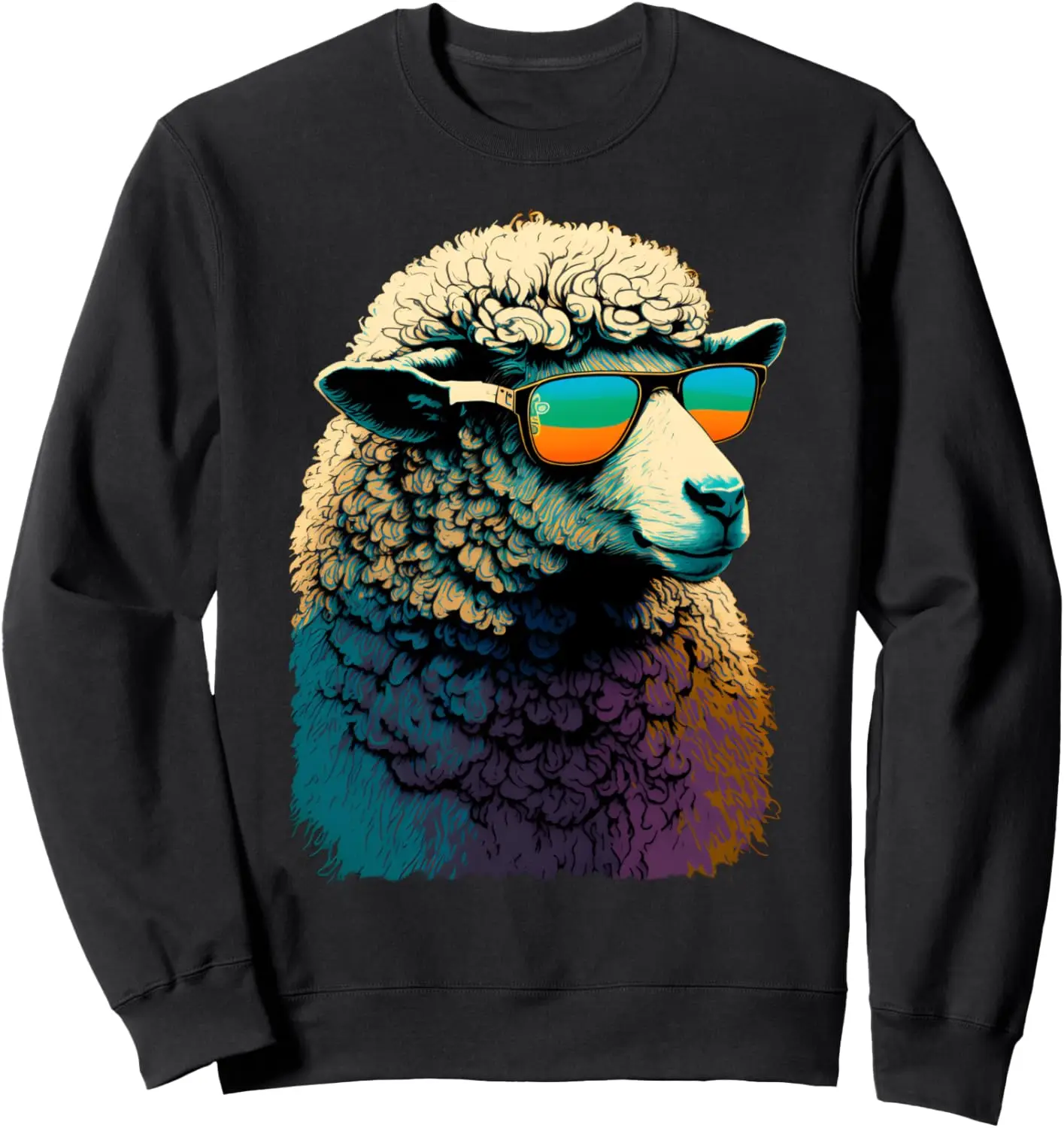 Sheep In Sunglasses Abstract Print Rainbow Music Sheep Sweatshirt