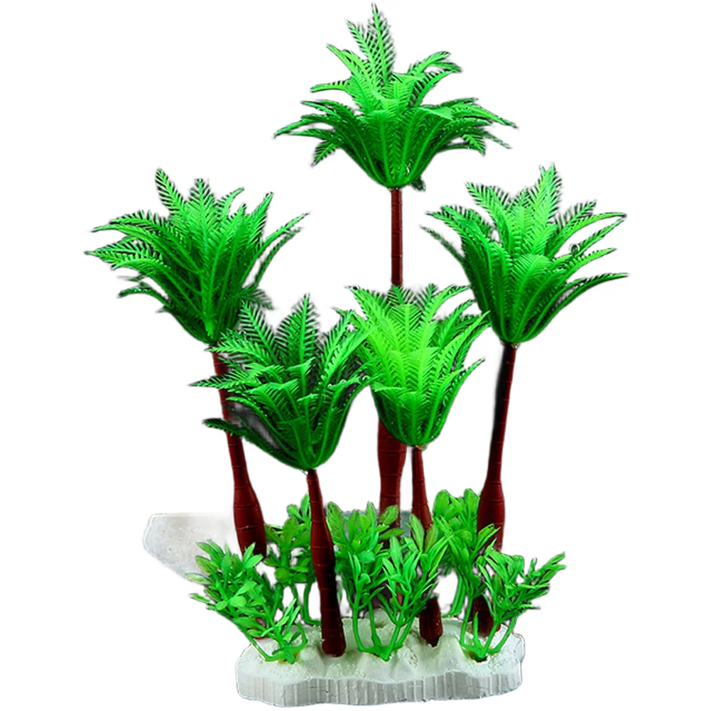 18CM PE Artificial Coconut Tree for Aquarium Fish Tank Landscaping Simulation and Natural Foreground Grass Look