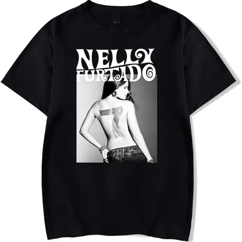 Nelly Furtado 7 Album Camiseta informal negra Talla completa S 5Xl