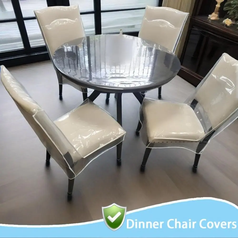 PVC Dining Chair Covers Waterproof Pet Claw Resistant Clear Seat Protector Scratch Resistant Oil-proof Kitchen Chair Protectors