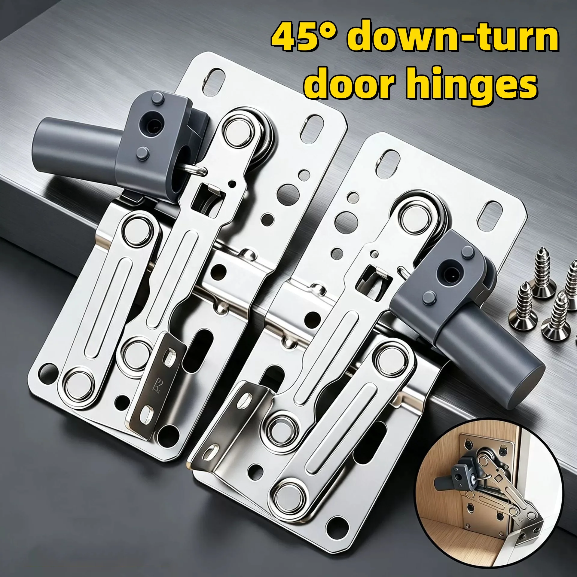 Universal wardrobe door 45° downward folding door blocking buffer hinge, internal and external cover hinge