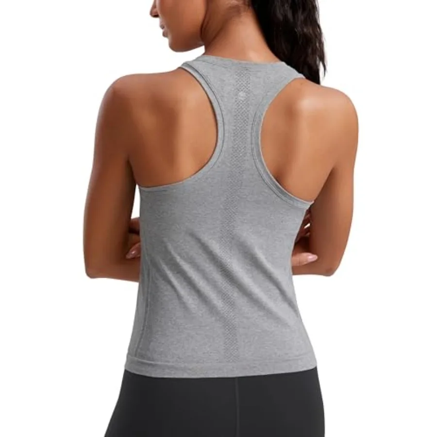 

CRZ YOGA Seamless Workout Tank Tops for Women - Athletic Running Gym Sleeveless Shirts Crewneck Racerback Breathable