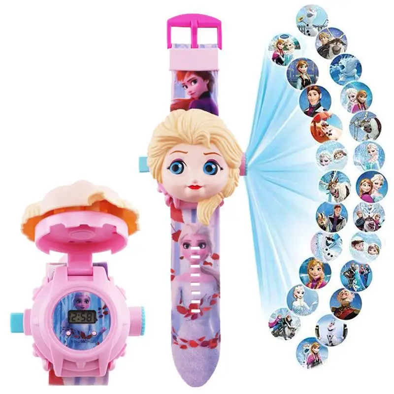 Disney Marvel Figure Spiderman Minnie McQueen 24 Projection Watch Digital Clock Student Wristwatches Kids Toy Boy Birthday Gifts