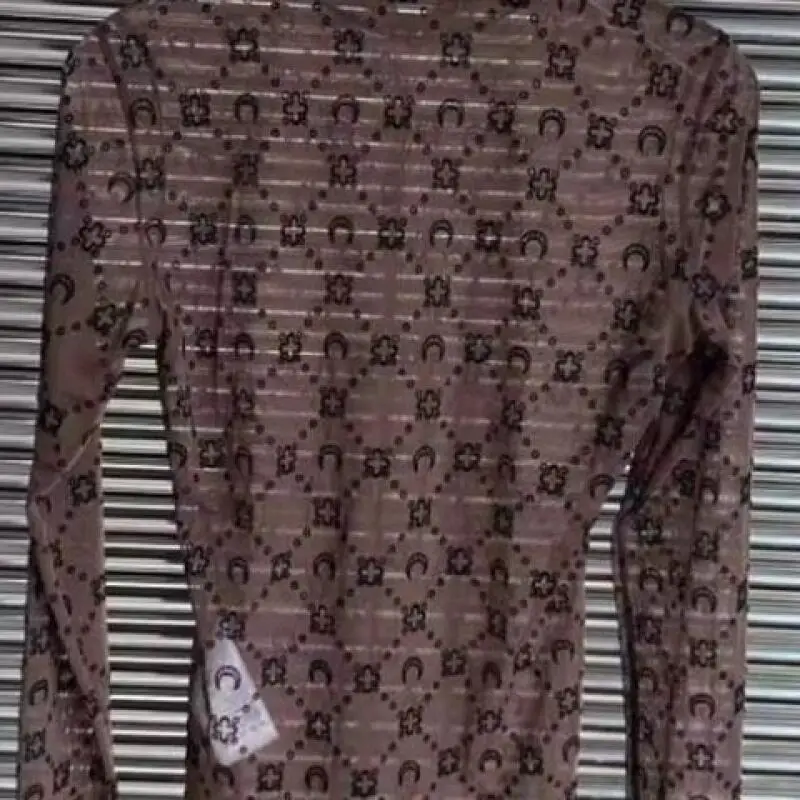 المرأة تي شيرت طويل الأكمام الجوف خارج شبكة أعلى الربيع أزياء شارع العليا حار فتاة الرجعية الكلاسيكية تصميم حافة الفطر #4