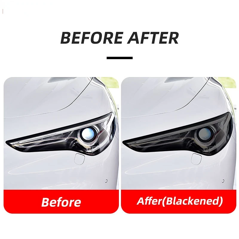 Car Headlight Protective Film Front Light Transparent Smoked Black TPU Sticker For Alfa Romeo Stelvio 949 2017-On 2020 2021 2022