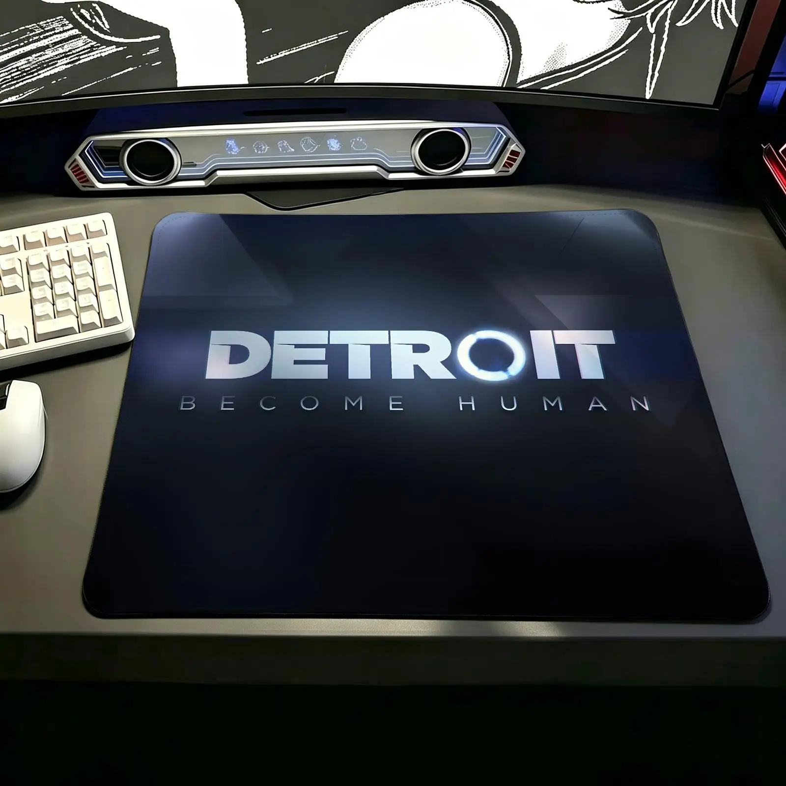 S/M/L Gaming Mat,Reinforced Stitched Edge,Detroit Become Human Portable Non‑Slip Pad for Laptop Office & E‑Sports Game Play