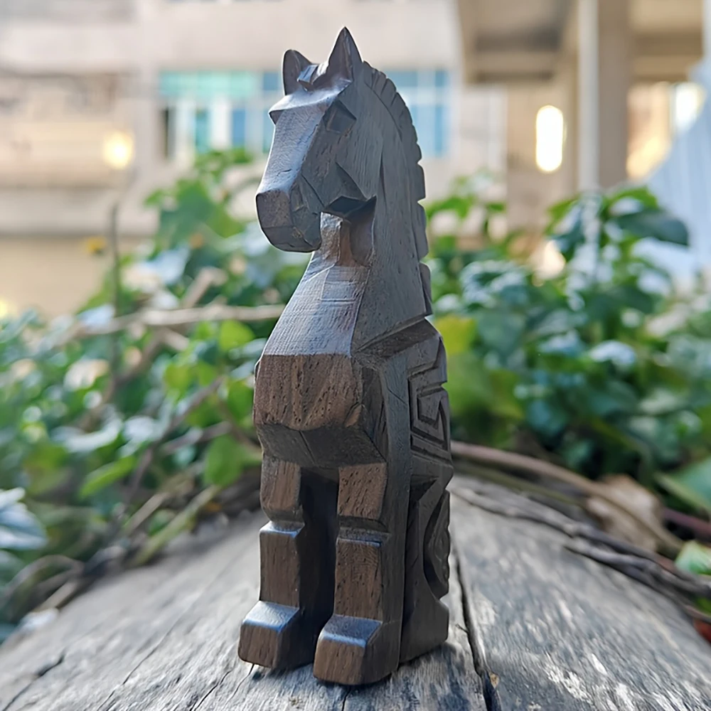 Handmade Wooden Pony Statue, a Decorative Craft Item Suitable for Creative Home Desktop Decorations, Creative Desktop Ornaments, Party Decorations, Housewarming Gifts, Indoor Decorations, Tabletop Decorations, Christmas Decorations, Statue Ornaments