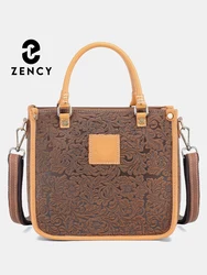 Zency Women Genuine Leather Shoulder Bag High Quality Designer Embossing Bag Crossbody Top-handle Elegant Flower Handbag