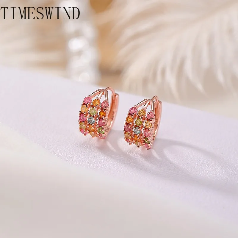 

TIMESWIND Аутентичные разноцветные турмалиновые трехкруглые бусины S925, серебряные женские серьги, ювелирные изделия с сертификатом
