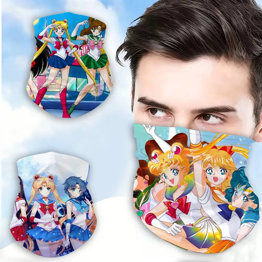 S-Sailor-Moon-Anime Breathable windproof tube scarf multifunctional neck gaiter for skiing motorcycle cycling hiking