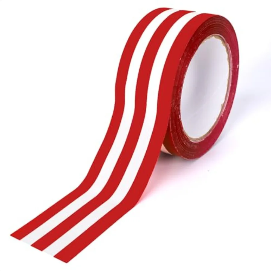 Cinta de embalaje Cintas impresas de rayas rojas y blancas clásicas impermeables 4,8 cm x 109 yardas para embalaje de regalo Caja de manualidades DIY Dec