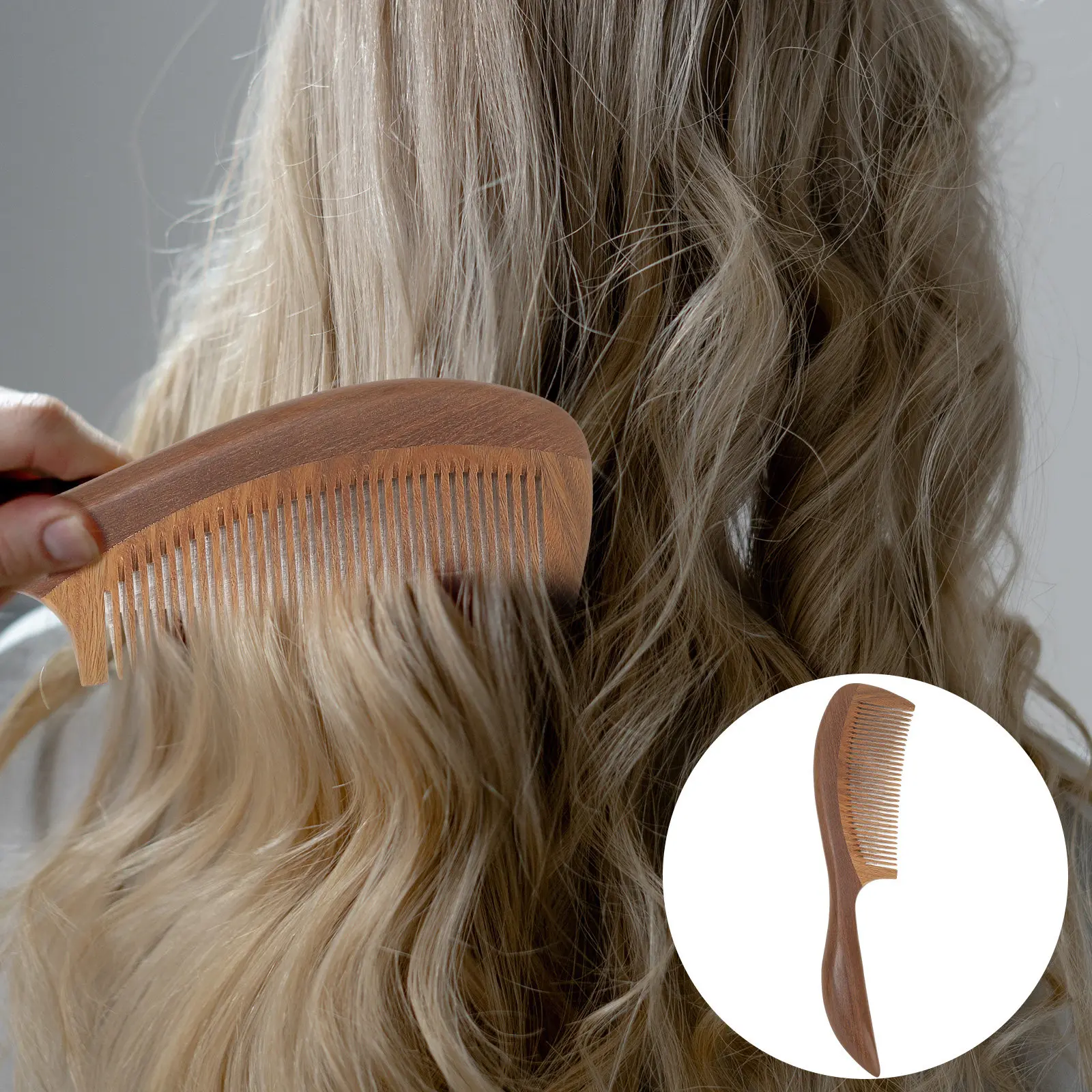 

Деревянная расческа для массажа из натурального дерева с частыми зубьями, антистатическая, для женщин, для распутывания густых волос, для расслабления кожи головы