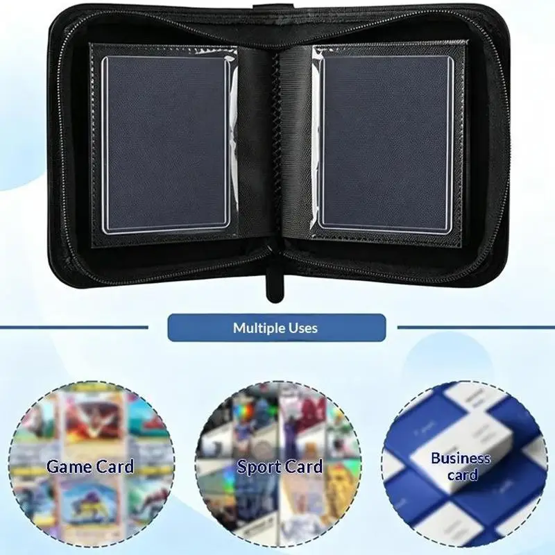 Waterproof PU Leather Side Load Zipper Card Binder 40 Slots Album For 3x4 TCG Game Sport Cards Storage Bag view 3