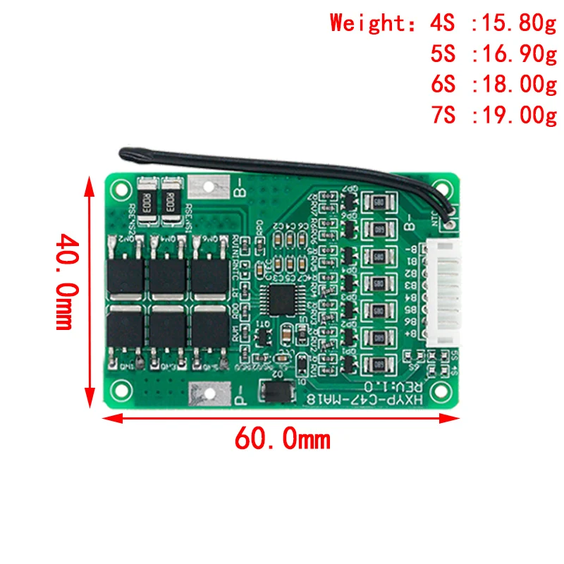 4S/5S/6S/7S BMS 16.8V 21V 20A 18650 Li-ion Lmo Ternary Lithium Battery Charger Protection Board Balance Temperature Protect