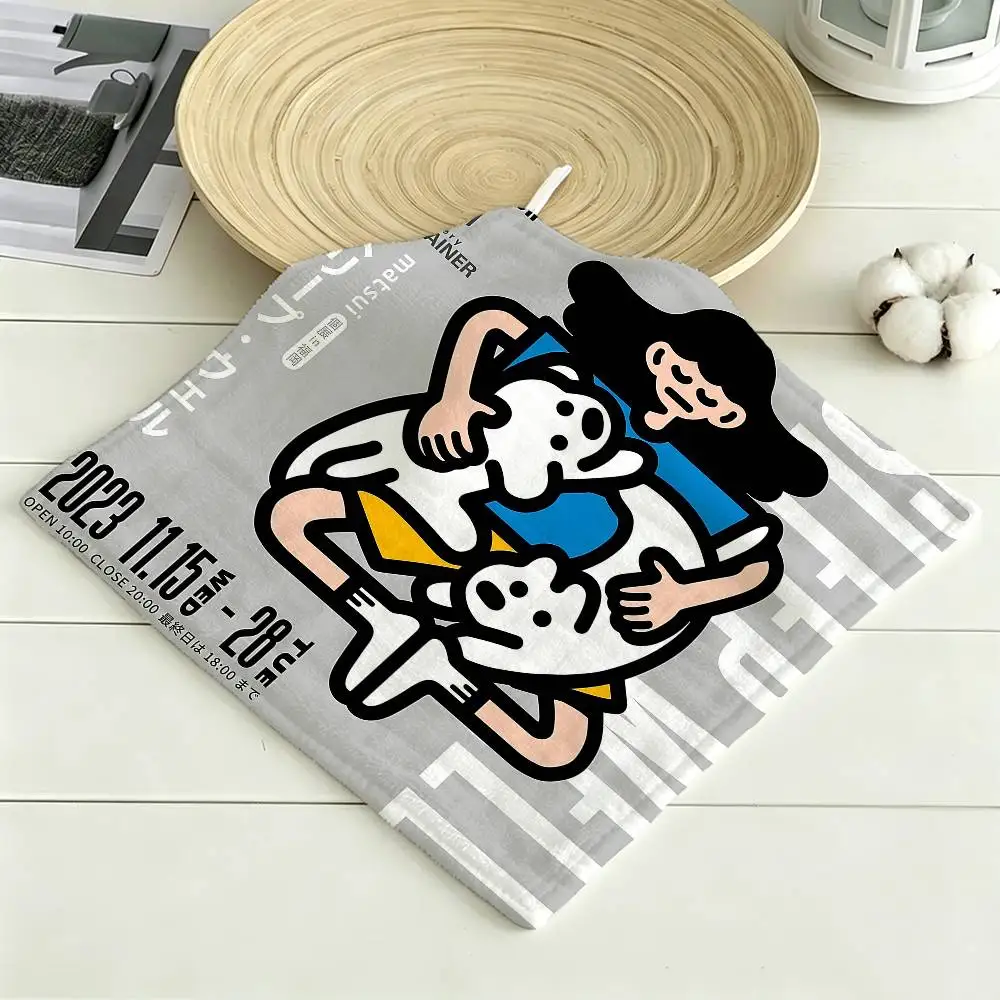 Korea M-Matsui Cute Dog Polyester Cotton Hand Wiping Towel, Hanging Design, Durable for Household Restaurant Toilet Use