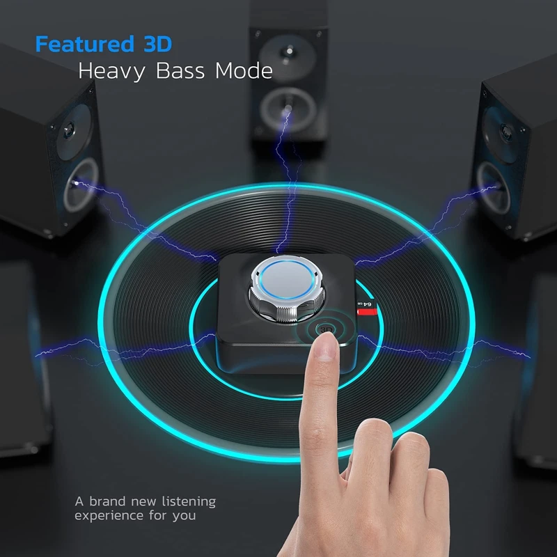 Bluetooth Audio Receiver, Stereo Wireless Audio Adapter, Stereo Receiver 3D Bass Mode For Music Streaming Stereo System