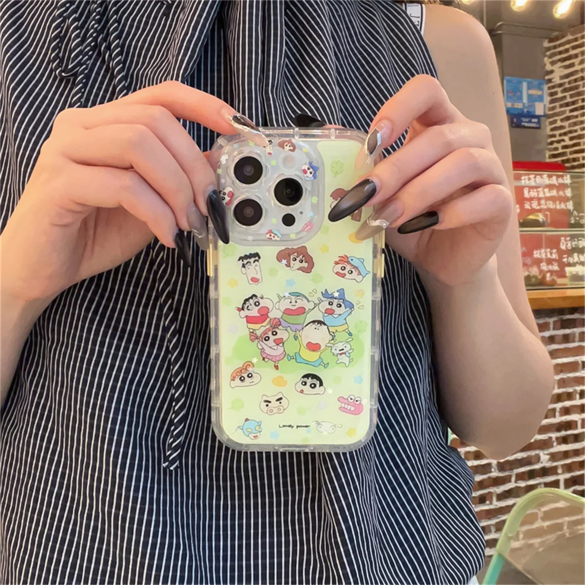 

Japanese Cartoon Boy Glitter Phone Case For iPhone 16 Pro 15 14 Pro Max Cover Cute Side Frame Shockproof Cases Funda