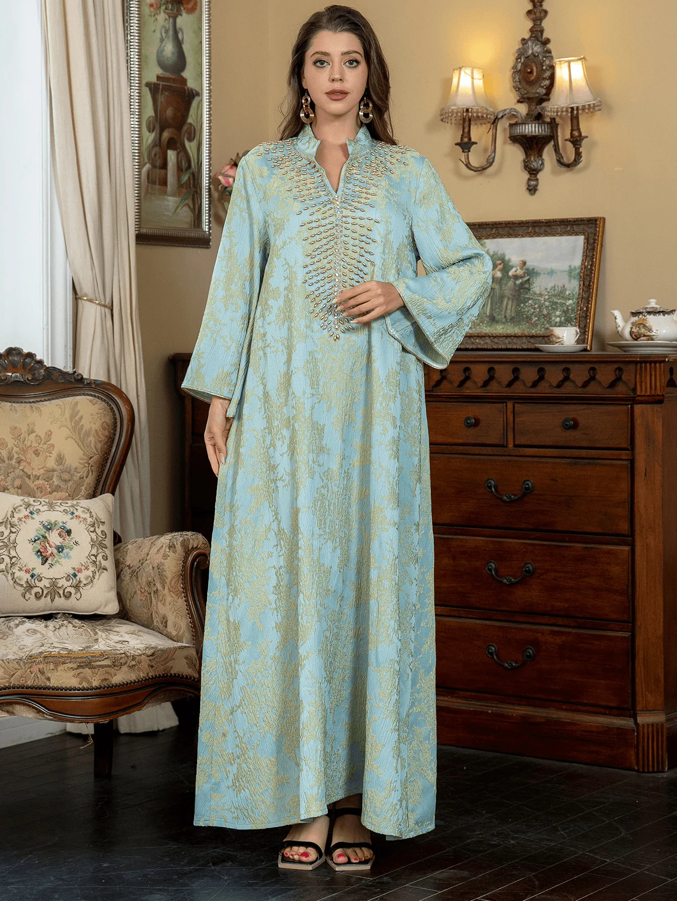 Ramadan Muslim Kaftan Moroccan Abaya for Women Dress Embroidery Jalabiya Party Long Robe Dubai Vestidos Saudi Dresses Modest