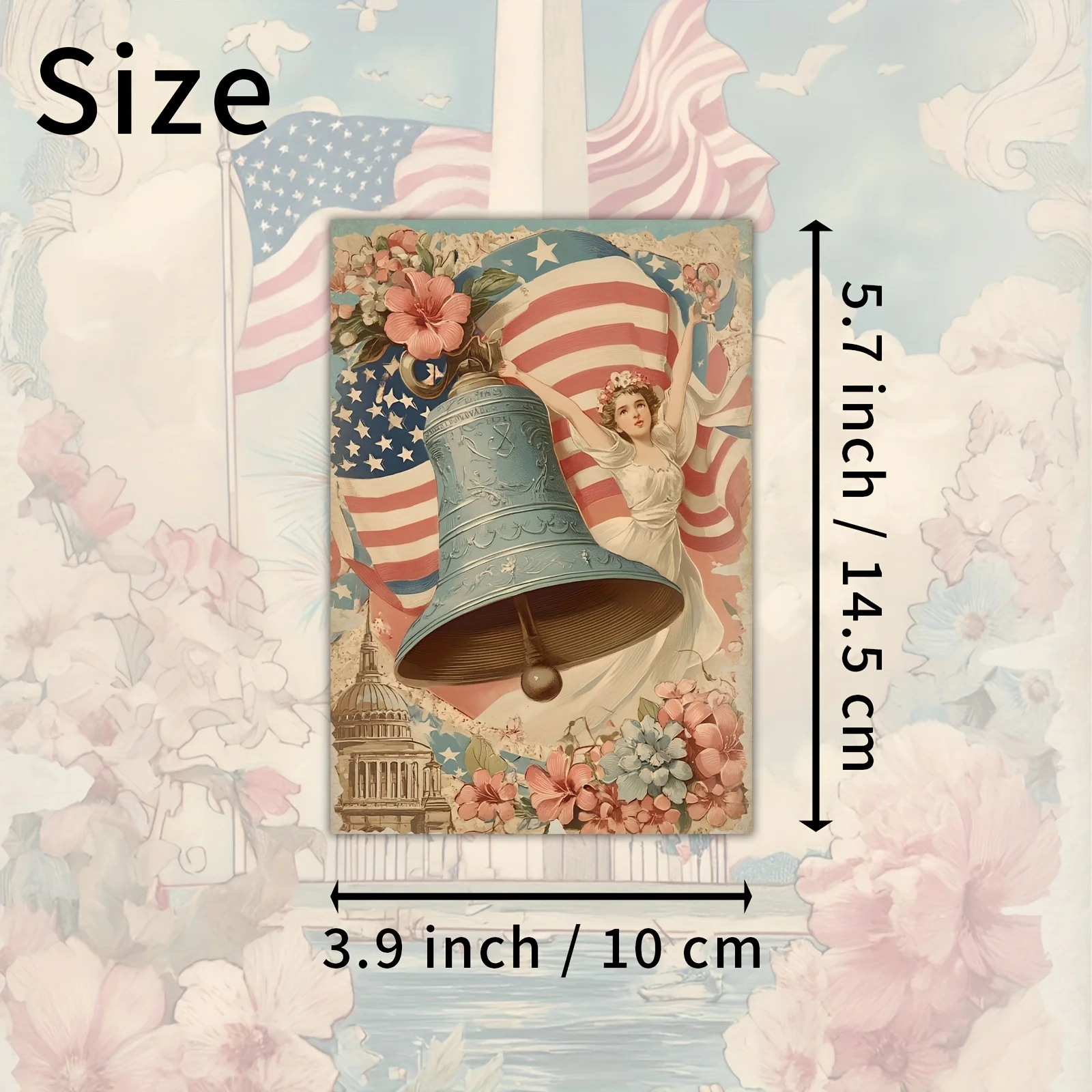 20PCS Retro Patriotic Themed Postcards with Classic Girl Illustrations, Used for Scrapbooks, July 4th, and Memorial Day