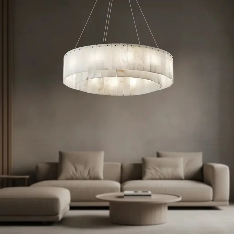 Luxury natural marble copper chandelier high top modern simple elegant hotel living room lighting