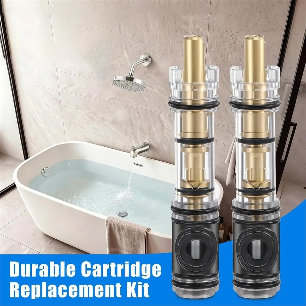 2 Pack Shower Cartridge Replacement for 1225 1225B, for Single Handle Faucets, Reduce Leakage, Included Accessories