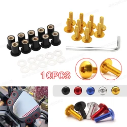 10pcs M5 YZFR1 Windshield Bolt Windscreen Mounting Screw Washer Nut for Yamaha YZF R1 R6 R7 600R 750R 1000R FZ1 FZ6 FZ6R FJR1300