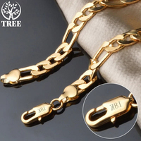 ALITREE 8 Inch 925 Sterling Silver 8MM Gold/Silver Full Side Figaro Chain Bracelet For Woman Man Fashion Wedding Jewelry Gift
